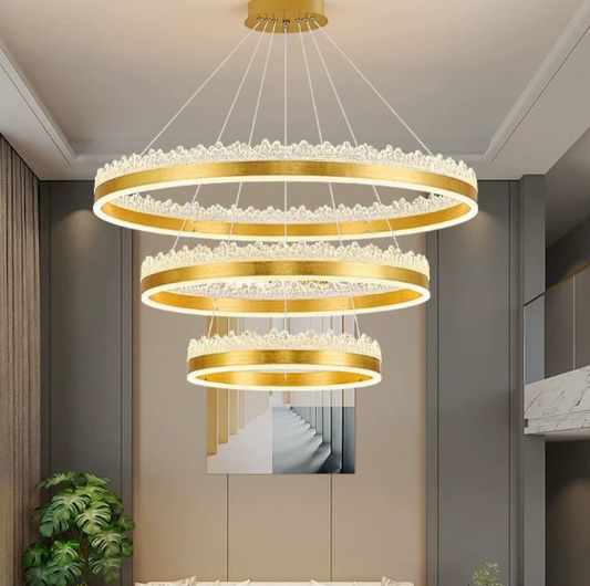 Modern Italian style light luxury living room circular pendant light atmospheric main light 2025 high-end new circular restaurant lighting